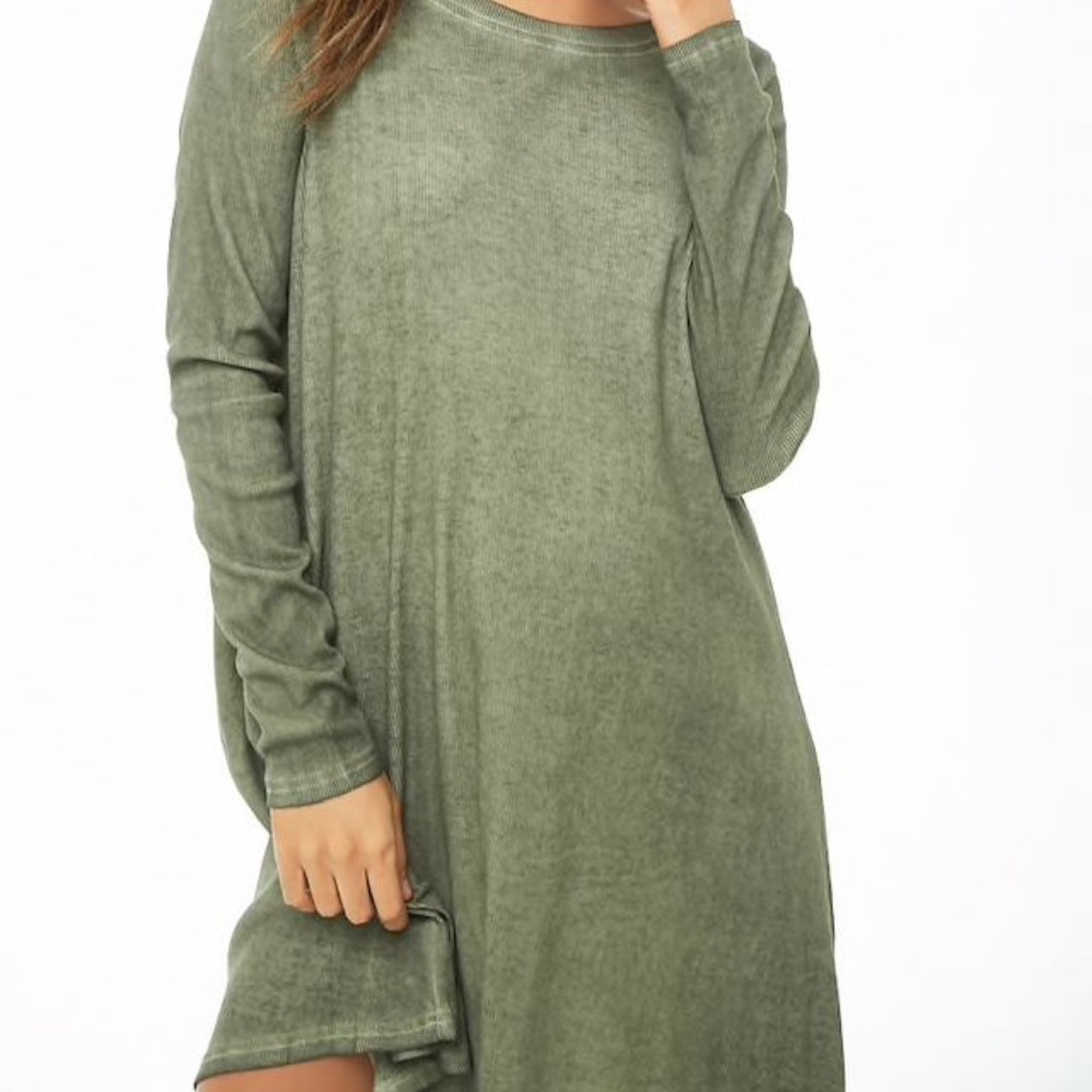 Comfy Green Mineral Wash Shift Dress Forever 21